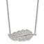 Stainless Steel Polished w/CZ Leaf 18in Necklace