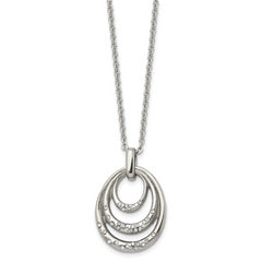 Stainless Steel Polished w/CZ Multi Circle 20in Necklace
