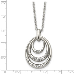 Stainless Steel Polished w/CZ Multi Circle 20in Necklace