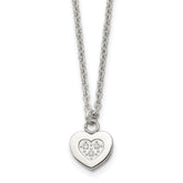 Stainless Steel Polished w/CZ Heart 18in Necklace