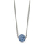 Stainless Steel Polished Blue Enamel w/Crystals 16in w/2in ext Necklace