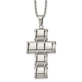 Chisel Stainless Steel Polished Moveable Cross 22 inch Rope Chain Necklace