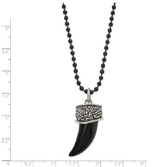 Chisel Stainless Steel Antiqued and Polished Black IP-plated Claw Pendant on a 20 inch Ball Chain Necklace