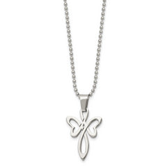 Chisel Stainless Steel Polished Fancy Cross Pendant on a 22 inch Ball Chain Necklace