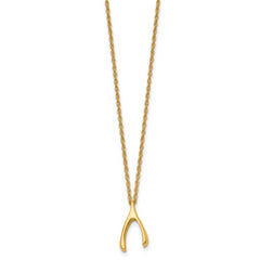 Chisel Stainless Steel Polished Yellow IP-plated Wishbone on a 16 inch Multi-Link Chain Necklace