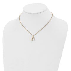 Chisel Stainless Steel Polished Yellow IP-plated Wishbone on a 16 inch Multi-Link Chain Necklace
