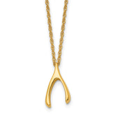Chisel Stainless Steel Polished Yellow IP-plated Wishbone on a 16 inch Multi-Link Chain Necklace