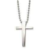 Chisel Stainless Steel Polished Cross Pendant on a 22 inch Ball Chain Necklace