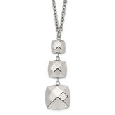 Stainless Steel Polished Hollow Squares Dangle 19.75in Necklace