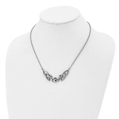 Stainless Steel Polished Claddagh 18in Necklace