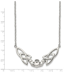 Stainless Steel Polished Claddagh 18in Necklace