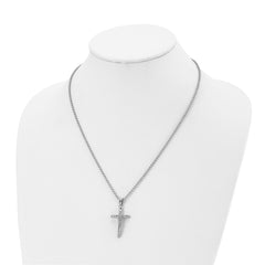 Sophia Jewelers Polished Stainless Steel Unisex Crucifix Pendant Necklace