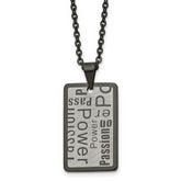 Chisel Stainless Steel Brushed and Polished Black IP-plated Power and Passion Pendant on a 22 inch Cable Chain Necklace