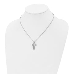 Chisel Stainless Steel Polished Cut-out Cross Pendant on a 17.5 inch Cable Chain Necklace