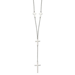 Stainless Steel Polished Cross Dangle Slip on 30in Necklace