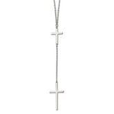 Stainless Steel Polished Cross Dangle Slip on 30in Necklace