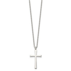 Chisel Stainless Steel Polished Cross Pendant on an 18 inch Cable Chain Necklace
