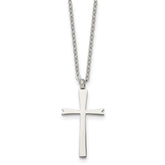 Chisel Stainless Steel Polished Cross Pendant on an 18 inch Cable Chain Necklace