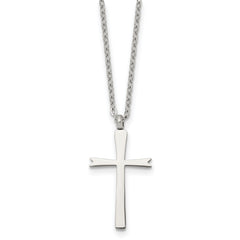 Chisel Stainless Steel Polished Cross Pendant on an 18 inch Cable Chain Necklace