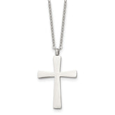 Chisel Stainless Steel Polished Large Cross Pendant on an 18 inch Cable Chain Necklace