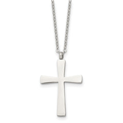 Chisel Stainless Steel Polished Large Cross Pendant on an 18 inch Cable Chain Necklace