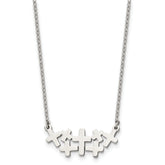 Stainless Steel Brushed and Polished Multi Cross 17.5in Necklace