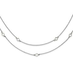 Stainless Steel Polished Two Strand 15.75in w/2in ext Necklace