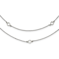 Stainless Steel Polished Two Strand 15.75in w/2in ext Necklace