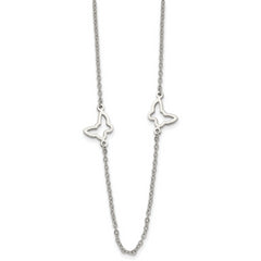 Stainless Steel Polished Butterflies 33in Necklace