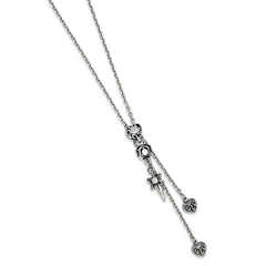 Sophia Jewelers Gothic Hearts & Sword CZ Adjustable Stainless Steel Necklace