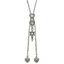 Stainless Steel Polished & Antiqued CZ Gothic Hearts & Sword Adjustable Necklace