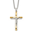 Chisel Stainless Steel Polished Yellow IP-plated Crucifix Pendant on a 24 inch Curb Chain Necklace - Sophia Jewelers