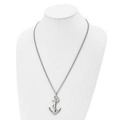Chisel Stainless Steel Polished Anchor Pendant on a 24 inch Curb Chain Necklace