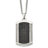 Chisel Stainless Steel Brushed and Polished Black IP-plated Dog Tag on a 24 inch Curb Chain Necklace