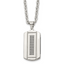 Chisel Stainless Steel Brushed and Polished Black IP-plated with Black CZ Dog Tag on a 24 inch Cable Chain Necklace