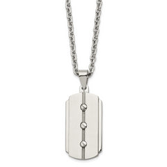 Stainless Steel 24in Brushed & Polished 3 Screw Design Dog Tag Necklace
