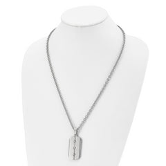 Stainless Steel 24in Brushed & Polished 3 Screw Design Dog Tag Necklace