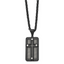Stainless Steel Polished Black IP-plated w/ Wire Inlay Cross Necklace
