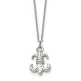 Stainless Steel Polished Fleur de lis 18.75in w/2 ext Necklace