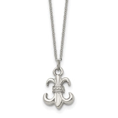 Stainless Steel Polished Fleur de lis 18.75in w/2 ext Necklace