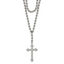Stainless Steel Polished Cross w/Crystal Two Strand Beaded 16in Necklace
