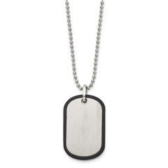 Chisel Stainless Steel Brushed Black IP-plated Edge Dog Tag on a 22 inch Ball Chain Necklace