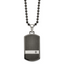 Chisel Stainless Steel Brushed and Polished Black IP-plated with CZ Dog Tag on a 24 inch Ball Chain Necklace