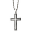 Chisel Stainless Steel Polished Black CZ Cutout Cross Pendant on a 20 inch Cable Chain Necklace