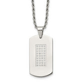 Chisel Stainless Steel Polished with CZ Dog Tag on a 22 inch Rope Chain Necklace