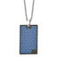 Stainless Steel BlackIP-plated w/Blue Carbon Fiber Inlay Rectangle Necklace