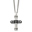 Stainless Steel Polished Black IP-plated w/Black CZ Cross 22in Necklace