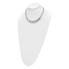 Stainless Steel Polished and Textured 17in Necklace