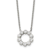 Chisel Stainless Steel Polished with CZ Pendant on a 17.25 inch Cable Chain Necklace