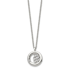 Stainless Steel Polished w/CZ Circle 21.5in Necklace